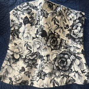 White House Black Market Monochrome Floral Top